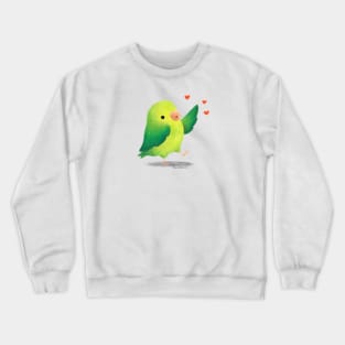 Parrotlet bird with hearts Crewneck Sweatshirt